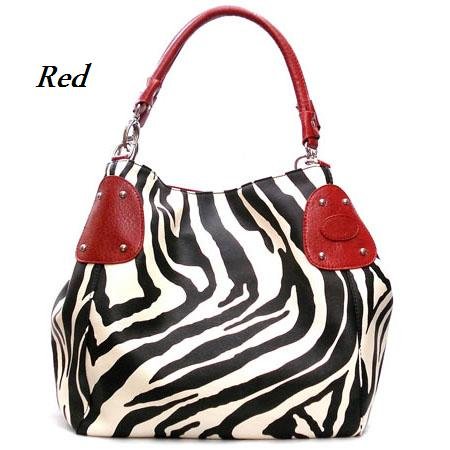 Zebra Print Women's Handbag Purse, Red (120-2016)