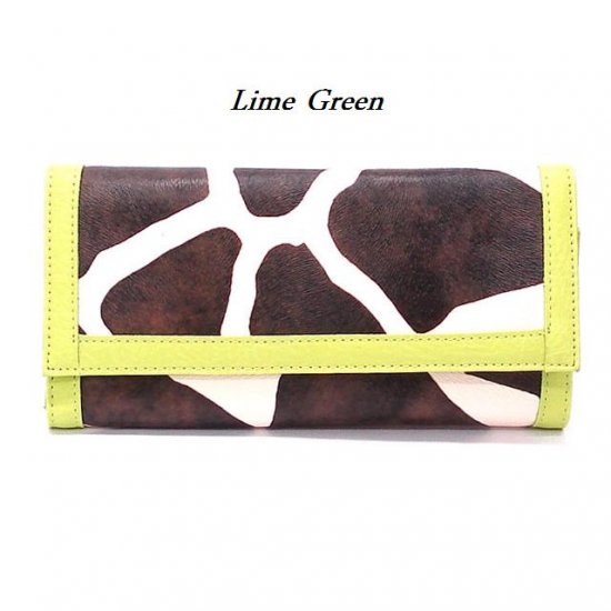 Giraffe Print Women's Wallet, Lime Green (122AW89)