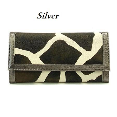 Giraffe Print Women's Wallet, Silver (122AW89)