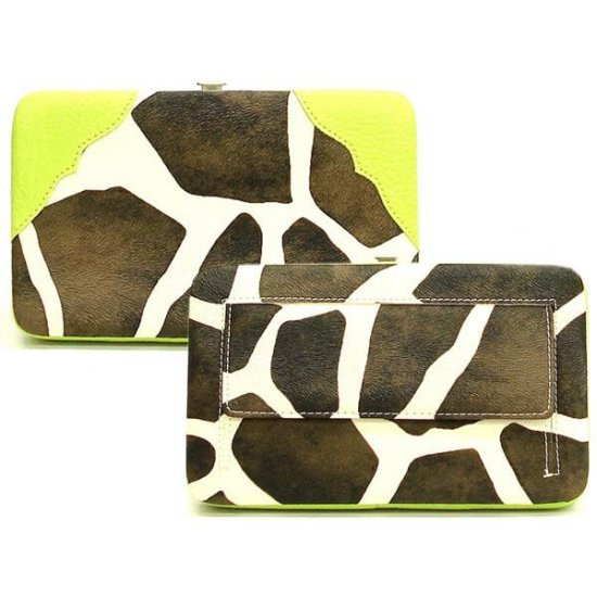Giraffe Print Women's Wallet, Lime Green(122AW135)