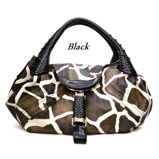 Giraffe Print Women's Spy Handbag Purse, Black (122-67)