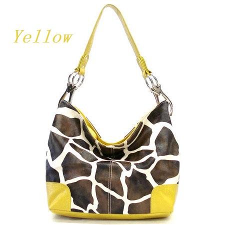 Giraffe Print Women's Tote Handbag Purse, Yellow (122-3179)