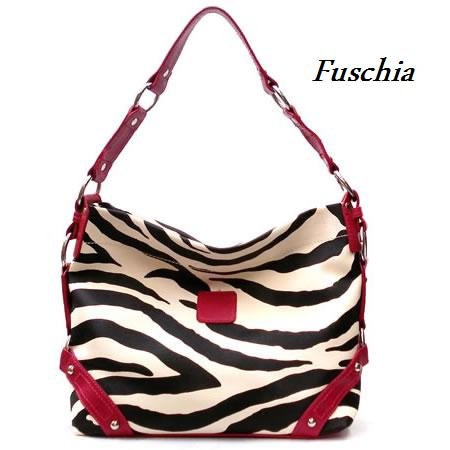 Zebra Print Women's Carly Handbag Purse, Fuschia (120-5028)