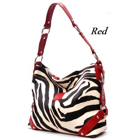 Zebra Print Women's Carly Handbag Purse, Red (120-5028)