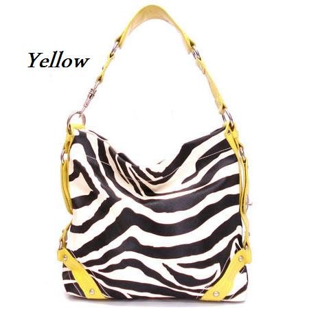 Zebra Print Women's Carly Handbag Purse, Yellow (120-5028)