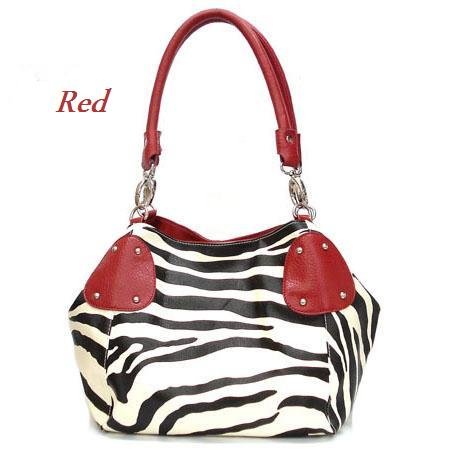 Zebra Print Women's Handbag Purse, Red (120-2017)