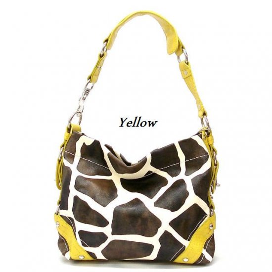 Giraffe Print Women's Carly Handbag Purse, Yellow (122-5029)