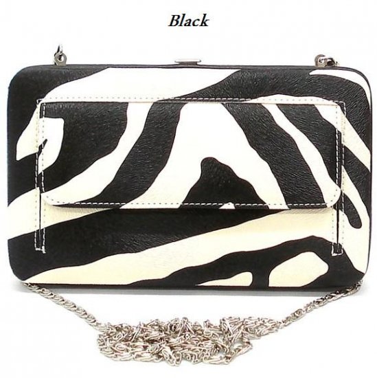 Zebra Print Women's Frame Wallet, Black (120AW147)