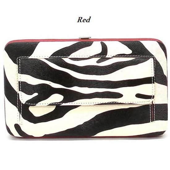 Zebra Print Women's Frame Wallet, Red (120AW147)