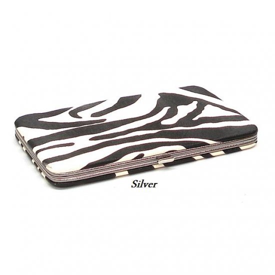 Zebra Print Women's Frame Wallet, Silver (120AW111)