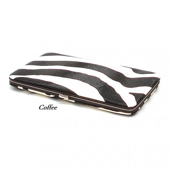 Zebra Print Women's Frame Wallet, Coffee (120AW111)