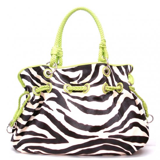 Zebra Print Women's Handbag Purse, Green (120-8073)