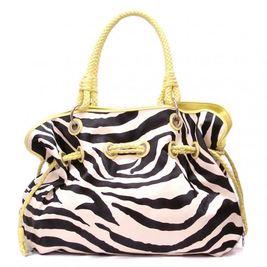 Zebra Print Women's Handbag Purse, Yellow (120-8073)