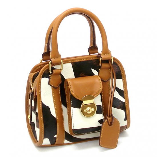 Zebra Print Women's Handbag Purse, Tan (DN789)