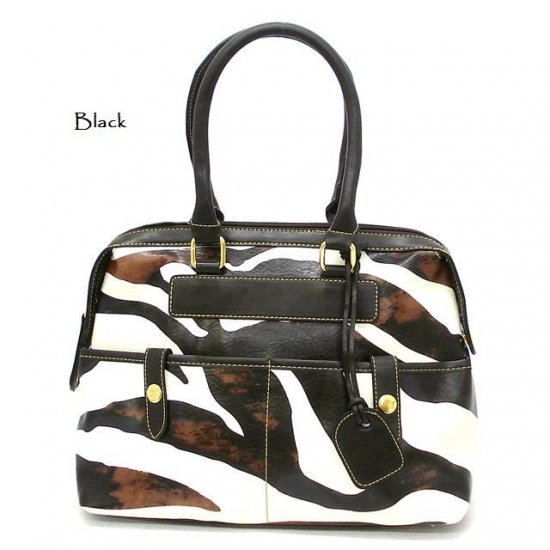 Zebra Print Women's Handbag Purse, Black (DN711)