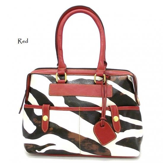 Zebra Print Women's Handbag Purse, Red (DN711)