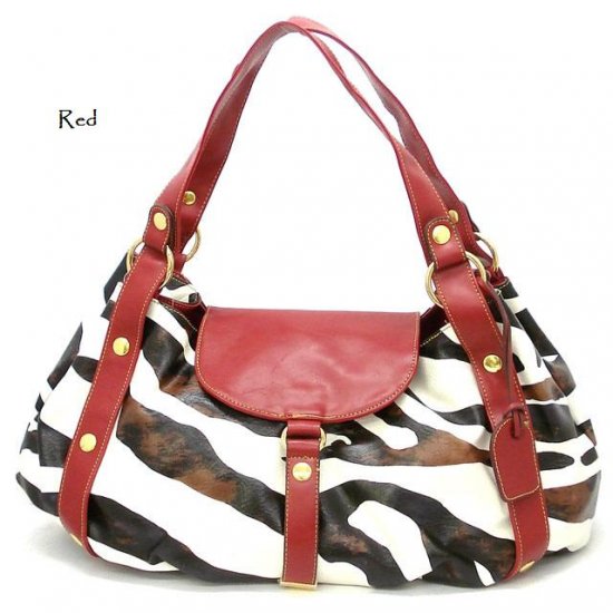 Zebra Print Women's Satchel Handbag Purse, Red (DN710)