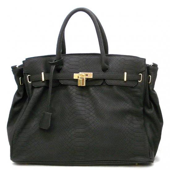 Urban Expressions Padlock Tote Handbag Purse, Black (X5108)