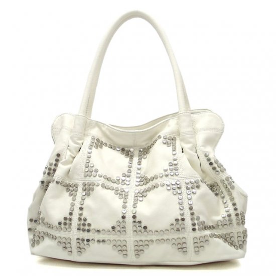 UE Adalie Studded Tote Handbag Purse, White