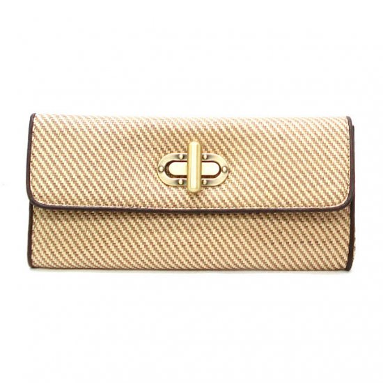 UE Clair Jute Fabric Clutch Handbag, Camel
