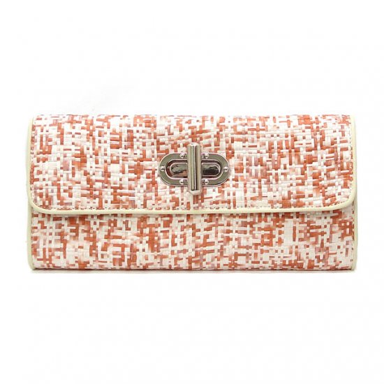 UE Clair Jute Fabric Clutch Handbag, Rust