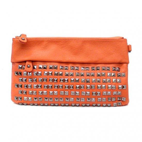UE Henriette Studded Clutch Bag, Orange