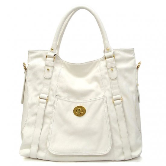Abelia Tote Handbag Purse, White