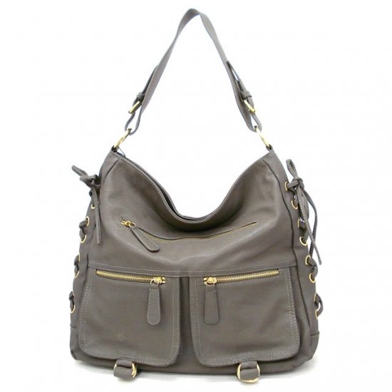 Abelina Hobo Handbag Purse, Grey