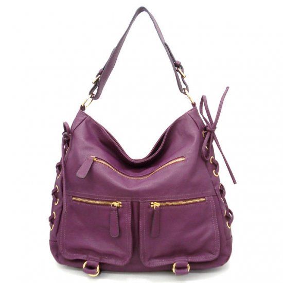 Abelina Hobo Handbag Purse, Purple
