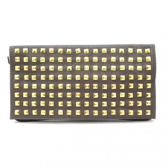 Claire Studded Clutch Handbag Grey