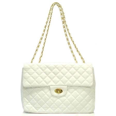 Hettie Quilted Shoulder Handbag, White