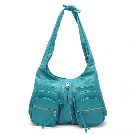 Clara Knotted Shoulder Handbag, Turquoise