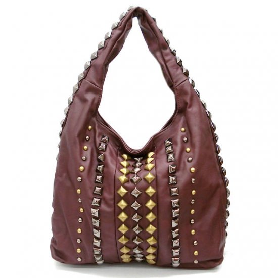 Urban Expressions Maryvonne Studded Hobo Handbag, Brown