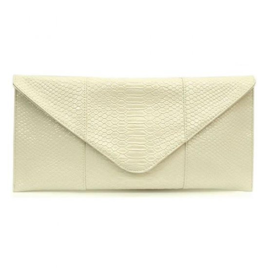 Claribel Envelope Style Clutch Handbag, Ivory