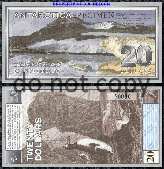 Antarctica $20 Dollar Bill Specimen