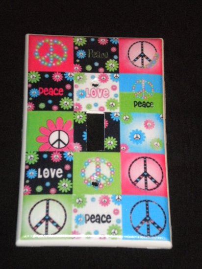 Neon PEACE SIGNS & FLOWERS LIGHT SWITCH COVER CUTE!