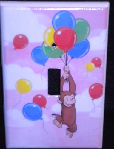 CURIOUS GEORGE LIGHT SWITCH COVER PINK clouds & ballons