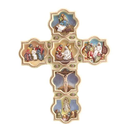 Alabastrite Life Of Jesus Cross - Wall Plaque (Item # 30722)