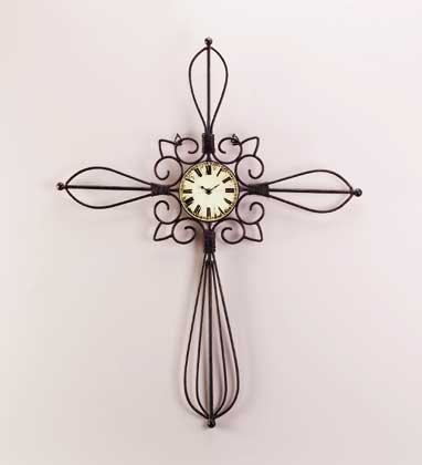 Rustic Metal Cross Wall Clock (Item # 33210)