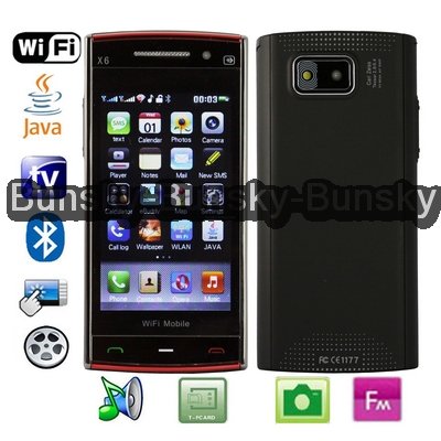 Dual Sim cards, Bluetooth Wifi & JAVA TV Touch Mobile Phone, GSM 850/ 900 / 1800/ 1900MHZ (WG6)