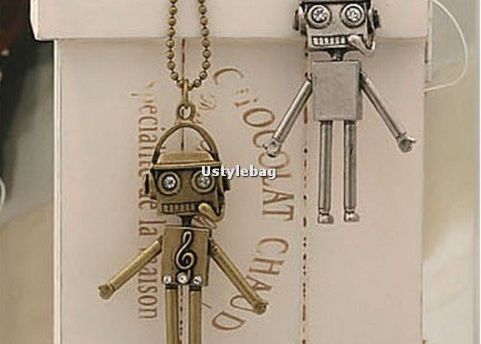 NEW Fashion Robot Shape Pendant Necklace Bronze chain