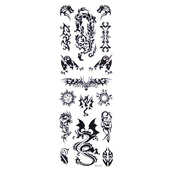 Body Art Temporary Tattoos Sticker - Dragons Pattern