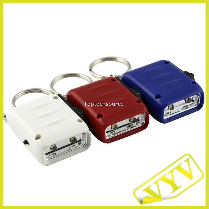 Mini 2-LED Hand-Crank Dynamo Keychain Flashlight