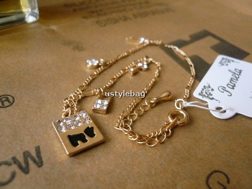 Lovely Anklets dog pattern with shiny stone decoration free shipping