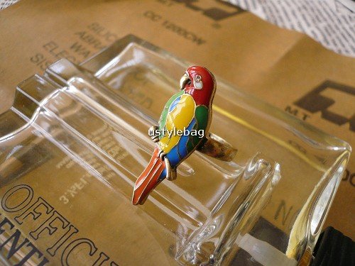 Enamel glaze ring-Parrot pattern free shipping