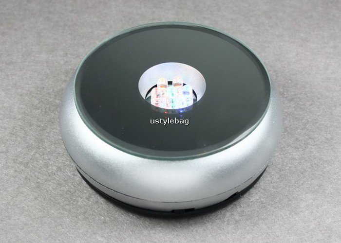 Unique Rotating Crystal Display Base Stand 7 LED Light free shipping