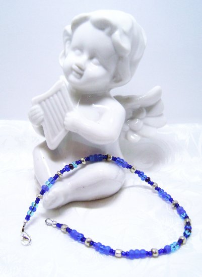 Blue Lagoon and Silver Tone Anklet
