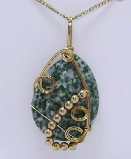 Wire-Wrapped Tree Agate Gemstone Pendant