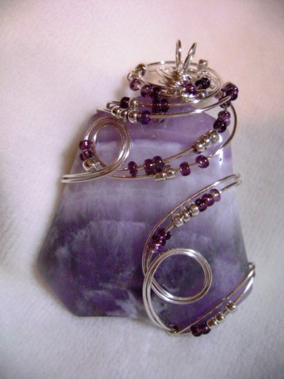 Wire-Wrapped Natural Amethyst Pendant