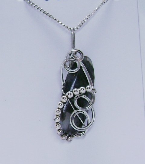 Wire-Wrapped Moss Agate Gemstone Pendant